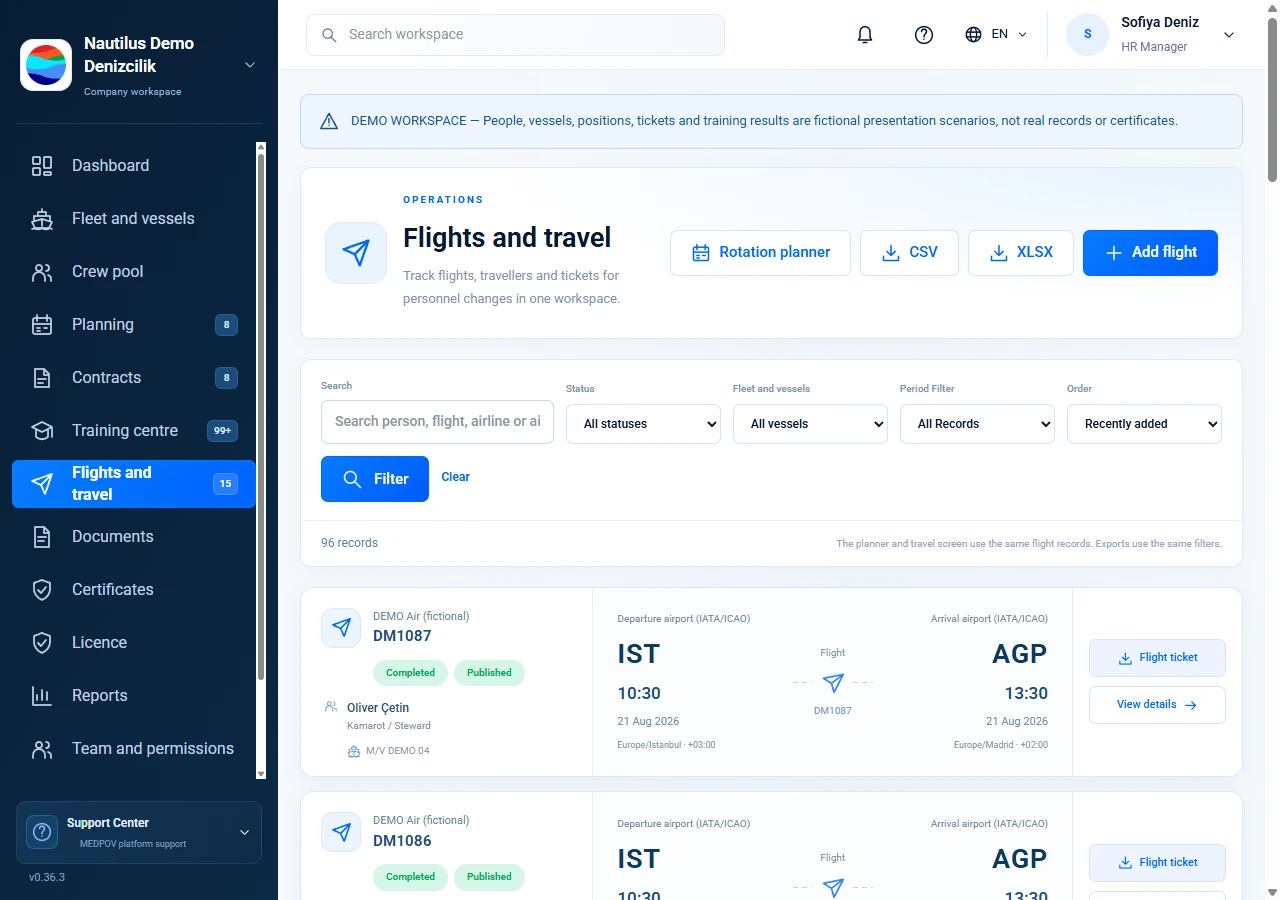 Clear travel for joining and leaving crew